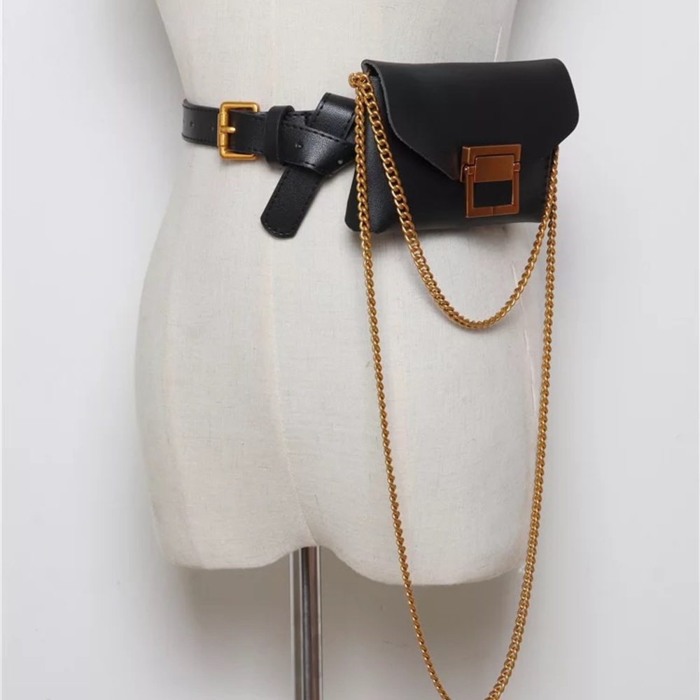 🛍Black leather Fanny And Cross Bag🛍